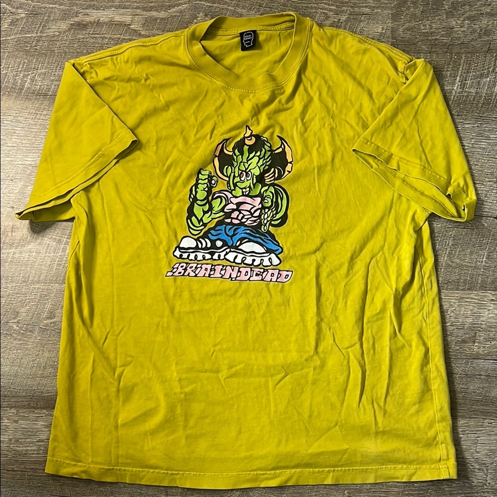 Brain Dead Small Fry Men's Short Sleeve T-Shirt Green Regular Skate Tee Size M